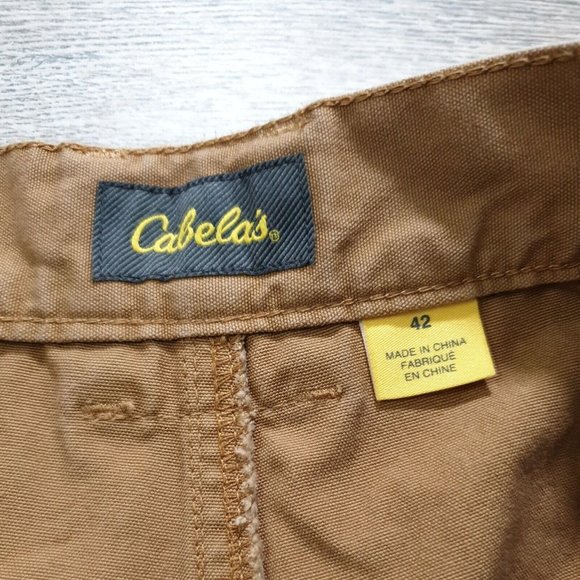 Cabelas Mens Cargo Shorts Earth Brown Canvas Wash Outdoor Camping Casual Work - Picture 6 of 11
